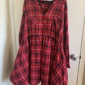 Red plaid tunic dress